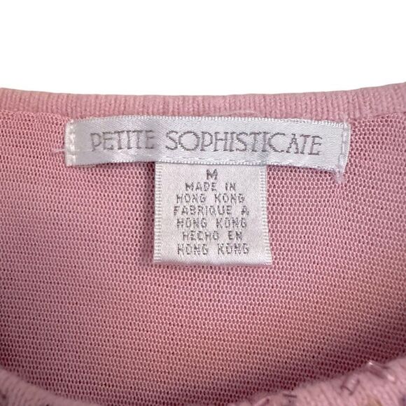 Vintage Women Petite M Sweater Cardigan Pink Gold Beaded Ornate Sparkle Jacket - Picture 4 of 11